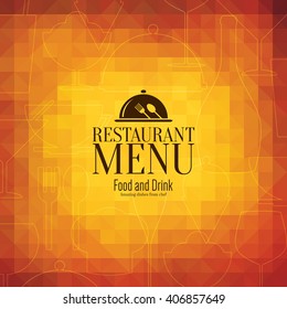 Restaurant menu design. Vector menu brochure template for cafe, coffee house, restaurant, bar. Food and drinks logotype symbol design. Abstract vintage background background