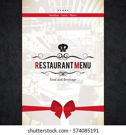 Restaurant menu design. Vector menu brochure template for cafe, coffee house, restaurant, bar. Food and drinks logotype symbol design. With a sketch pictures