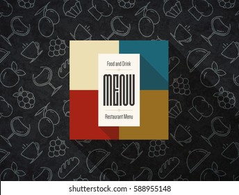 Restaurant menu design. Vector menu brochure template for cafe, coffee house, restaurant, bar. Food and drinks logotype symbol design. With a sketch pictures