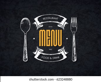 Speisekarte-Design des Restaurants. Vektor Menü Broschüre Vorlage für Café, Kaffeehaus, Restaurant, Bar. Logo Design für Lebensmittel und Getränke. Mit Skizzenbildern