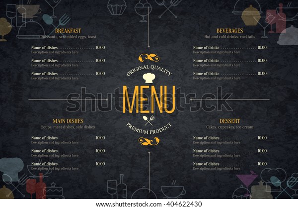 Restaurant Menu Design Vector Menu Brochure Stock Vector (Royalty Free ...