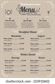 Restaurant menu design vector format eps 10
