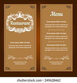 Restaurant menu design. Vector design template vintage style.