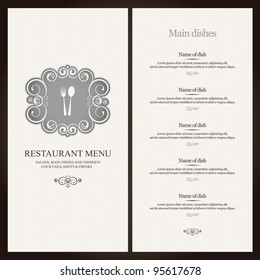 Restaurant menu design with vintage label