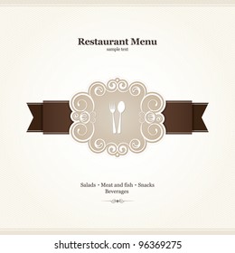 Restaurant menu design with vintage label