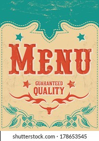 Restaurant menu design - Vintage Vector - grill - steak - western style