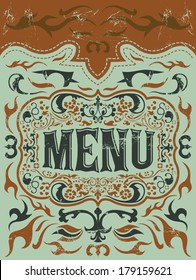 Restaurant menu design - Vintage Vector - grill - steak - western style