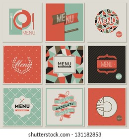 Restaurant menu designs. Collection of retro-styled vector illustrations.