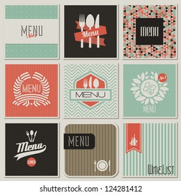 Restaurant menu designs. Retro-styled illustration.