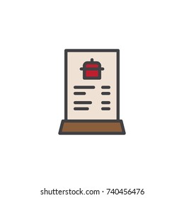 Restaurant menu filled outline icon, line vector sign, linear colorful pictogram isolated on white. Symbol, logo illustration. Pixel perfect vector graphics