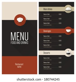 Restaurant menu. Flat design