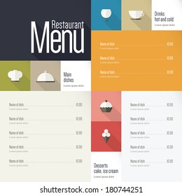 Restaurant menu. Flat design