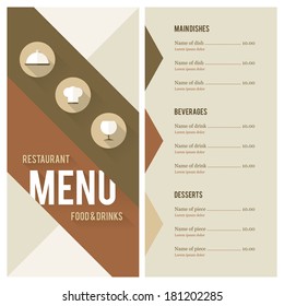 Restaurant menu. Flat design