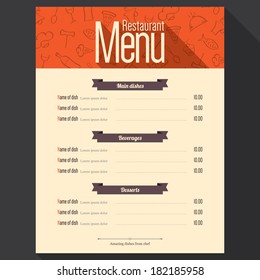 Restaurant Menu Flat Design Stock Vector (Royalty Free) 182185958 ...