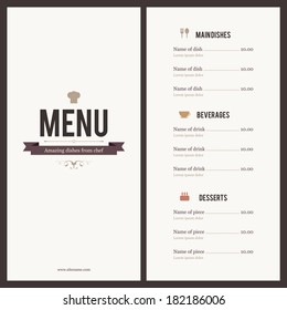 Restaurant menu. Flat design