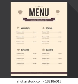 Restaurant menu. Flat design