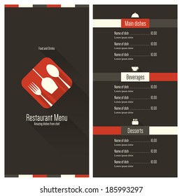 Restaurant menu. Flat design