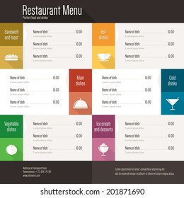 Restaurant menu. Flat design