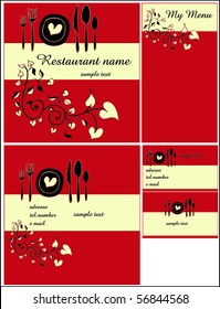 Restaurant menu with floral heart ornament