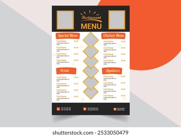 Plantilla de diseño de volante de menú de restaurante