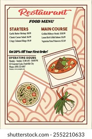 restaurant menu flyer design template Vector illustration. Suitable for shop, cafe, restaurant.
