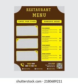 Plantilla de folleto del menú del restaurante, Diseño del menú del restaurante, Plantilla de folleto de comida rápida,