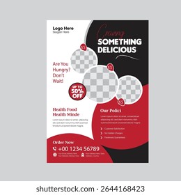 Restaurant Menu Flyer Template Design Featuring Delicious Food Photography and Special Offer