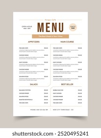 Menu Restaurante, Flyer Menu Comida, Modelo de Menu Restaurante Elegante, Fast food, Design de Panfleto