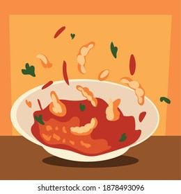 restaurant menu food soup in dish fresh vector illustration