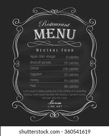 Restaurant menu frame blackboard hand drawn vintage label vector