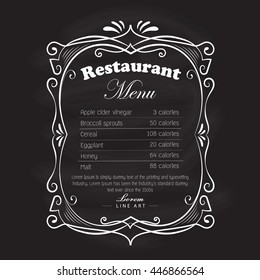 Restaurant menu frame blackboard vintage hand drawn retro label vector