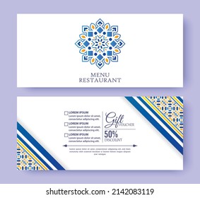 Restaurant menu gift voucher design template