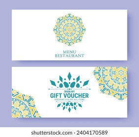 Plantilla de diseño de vales de regalo para menú de restaurante
