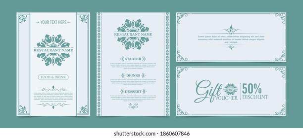 restaurant menu and gift vouchers in classic style