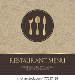 Restaurant menu, with gold details