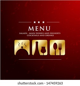 Restaurant Menu with golden icon in ground background