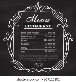 Restaurant menu hand drawn frame blackboard vintage retro label vector illustration