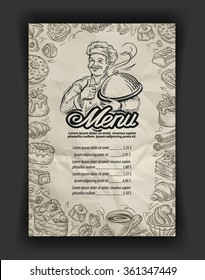 Restaurant menu. Hand drawn vector elements on the subject of food and drink
