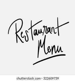 Restaurant Menu. Hand Written Vector Text. Calligraphy. Black Brush on Grey Background.