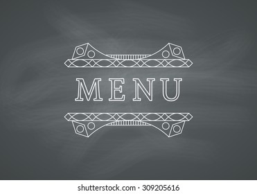 Restaurant Menu Headline on Chalkboard Background. Vector Vintage Design