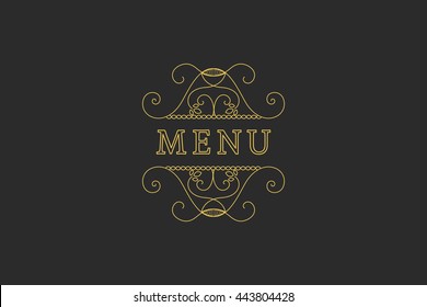 Restaurant Menu Headline on Dark Background. Vector Vintage Design