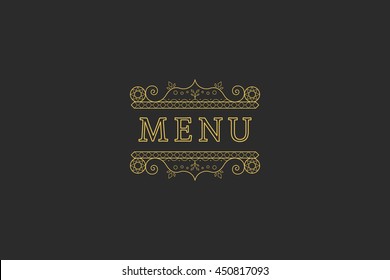 Restaurant Menu Headline on Dark Background. Vector Vintage Design