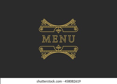 Restaurant Menu Headline on Dark Background. Vector Vintage Design