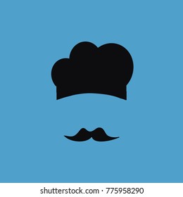 Restaurant menu icon, chef's cap on a blue background,vector