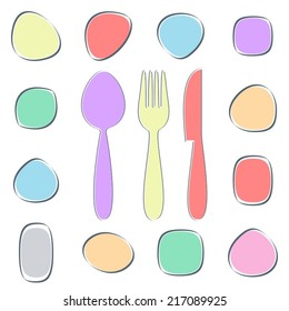 Restaurant menu icon with cutlery in colorful frame