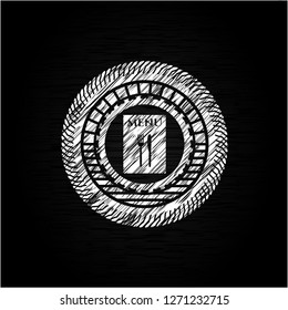 restaurant menu icon drawn chalk emblem, retro style, chalk or chalkboard texture