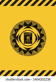 restaurant menu icon grunge warning sign emblem. Vector Illustration. Detailed.