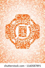 restaurant menu icon inside abstract orange mosaic emblem with background