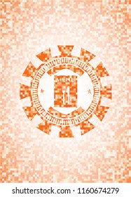 restaurant menu icon inside abstract orange mosaic emblem
