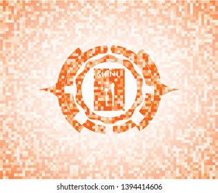 restaurant menu icon inside abstract orange mosaic emblem